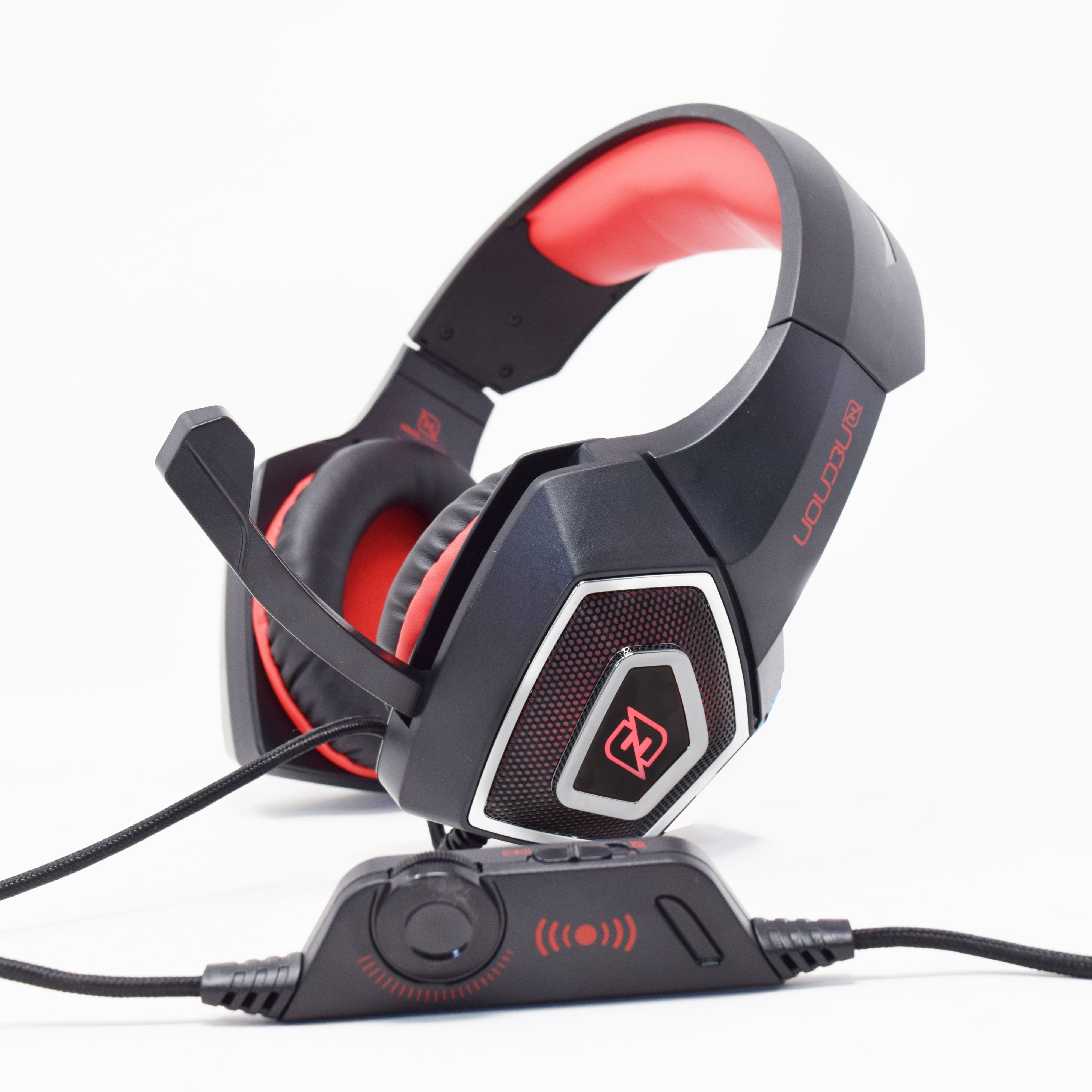 HEADSET GAMING OVER-EAR NBHG DRAGON LED ALAMBRICO DIADEMA FLEXIBLE CON VIBRACION MICROFONO 3.5MM USB PC CONSOLAS CELULAR C/ADAPTADOR ROJO - HEADSET GAMING OVER-EAR NBHG DRAGON LED ALAMBRICO DIADEMA FLEXIBLE CON VIBRACION MICROFONO 3.5MM USB PC CONSOLAS CELULAR C/ADAPTADOR ROJO -